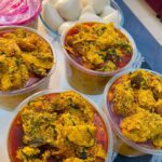 Nigerian soup and swallow packed for delivery in Accra