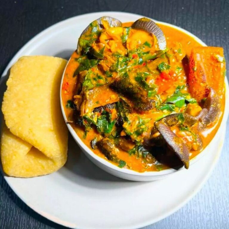 Oha soup served with pounded yam